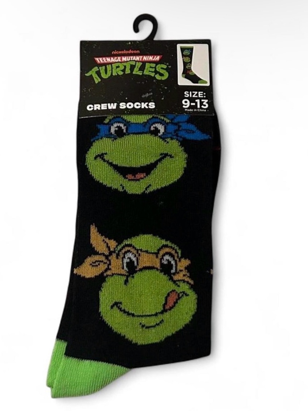 Teenage Mutant Ninja Turtles Black & Green Crew Socks - Men